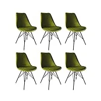 kick collection ensemble de 6 chaise de salle à manger velvet - velours - vert - moderne et de haute qualité - matériaux de haute qualité - disponible dans de nombreuses couleurs