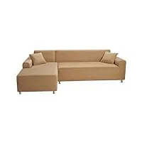 showylive lot de 2 housse de canapé extensible 1 places+2 places housse de canapé d'angle en forme de l pour canapé de angle, protection canapé d'angle, chameau