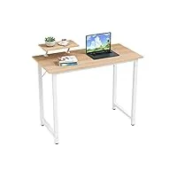bureau informatique,table d'ordinateur avec support table de travail pc meuble de bureau poste de travail en bois et métal assemblage simple pour bureau salon chambre 100x50x75cm (style 5)