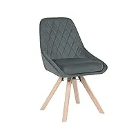 woltu chaise pivotante de salle à manger, chaise de cuisine scandinave, chaise de salon, chaise avec siège rembourré, pieds en bois massif, chaise en velours, gris foncé, bh359dgr-1