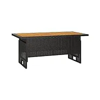 vidaxl table de jardin noir 100x50x43/63 cm acacia et résine tressée