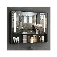 gestionnaire de rangement multifonctionnel salle de bain armoire miroir d'éclairage armoire À pharmacie de salle de bains led avec miroir (color : noir, s : 120cm)
