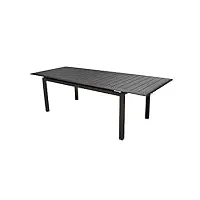 proloisirs table de jardin louisiane ii 147/187 x 80 cm en aluminium - plateau à lattes - graphite