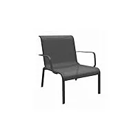 proloisirs lot de 2 fauteuils de jardin lounge cauro graphite/gris empilables - alu/toile tpep