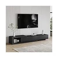 povison meuble tv extensible, meuble tv noir 180cm-260cm avec 3 tiroirs, meuble de salon et chambre aucun assemblage requise, 180 * 40 * 34cm