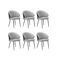 vasagle chaise de salle à manger, lot de 6, chaise de cuisine, siège rembourré, en tissu coton-lin, fauteuil de salon, pieds en métal, moderne, pour salle à manger, cuisine, gris clair ldc106g02