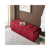 banc de rangement moderne pour la maison, banc de lit rembourré en velours de qualité supérieure avec rangement, entrée de salon repos confortable repose-pieds banc à chaussures-rouge 100x40