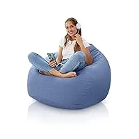 aiire gros pouf geant xxl - fauteuil pouffe salon rond moderne avec remplissage pour decoration de la chambre - bean bag chair adulte ou ado design bleu