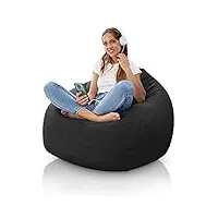 aiire gros pouf geant xxl - fauteuil pouffe salon rond moderne avec remplissage pour decoration de la chambre - bean bag chair adulte ou ado design noir