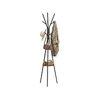 woltu portemanteau sur pieds en forme d’arbre, portant à vêtements avec 9 crochets et 1 Étagère pour vêtements chapeaux sacs, porte-manteau trépied en métal et bois mdf, noir et chêne foncé, sry40sdc