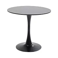 kare design table schickeria, noir, bois mdf, pied en acier, minimaliste, table a manger, table ronde pour 4 personnes, salle à manger, salon, bureau, Ø80