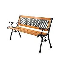komfotteu banc de jardin, banc d'extérieur à 3 places en lengo di pin, structure en métal, banc d'extérieur pour balcon, porche, véranda, couleur bois et noir