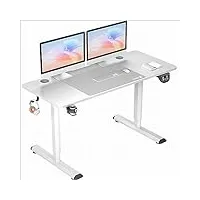 dripex bureau assis debout electrique 140 cm, bureau motorisé ergonomique, table réglable en hauteur avec contrôle de mémoire, blanc
