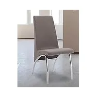 pegane lot de 6 chaises de salle à manger en jarama coloris gris avec pieds coloris chromé - longueur 44 x profondeur 61 x hauteur 95 cm