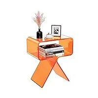 solarium table de chevet en acrylique design moderne clear home decor table de fin (orange)