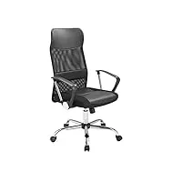 juskys chaise de bureau ergonomique, chaise de bureau pivotante - réglable en hauteur avec revêtement en mesh dossier haut - chaise de gaming avec accoudoirs - noir