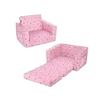 mallbest canape enfant canapé-lit pour enfants canapé rembourré pour bébés fauteuil de nuit fauteuil inclinable ouvert rabattable(rose/arc-en-ciel)