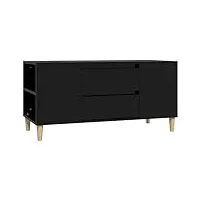 tidyard meuble tv de salon banc tv de salon style scandinave meuble de télévision noir 102x44,5x50 cm bois d'ingénierie