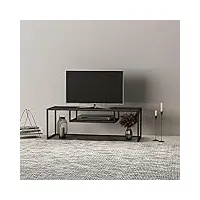 [en.casa] console meuble tv de salon support banc télé industriel avec rangement 120 x 40 x 40 cm métal noir mat