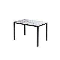 7 star furniture table de salle à manger en céramique frittée noire, grise ou blanche avec 4/6 chaises en similicuir (blanc, table seulement 150 cm)