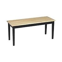 homcom banc en bois pour 2 personnes bicolore assise naturelle et piètement noir - 102 x 36 x 45 cm