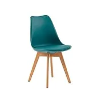 eggree 1 chaise salle à manger scandinaves sgs tested chaise rembourrée de cuisine rétro chaise de bureau avec pieds en bois de hêtre massif, turquoise