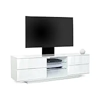 centurion supports meuble tv avitus blanc brillant avec 4 tiroirs blancs et 3 étagères jusqu'à 65" led, lcd, plasma avec bras de montage
