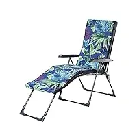 kadax chaise longue de jardin 2 en 1 en acier avec coussin, chaise longue pliante avec charge maximale de 110 kg, chaise de jardin avec repose-pieds réglable, fauteuil de jardin (bleu foncé)