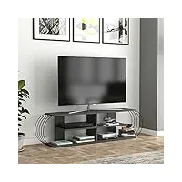 [en.casa] meuble tv de salon banc télé industriel support rangement console jeux etagères panneau de particules métal 160 x 31 x 42 cm anthracite noir