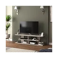 [en.casa] meuble tv de salon banc télé industriel support rangement console jeux etagères panneau de particules métal 172 x 31 x 42 cm effet chêne noir