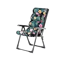 kadax chaise de jardin, chaise longue pliante avec coussin épais, structure en acier, avec charge maximale de 110 kg, chaise longue de jardin avec dossier réglable (fleurs)