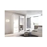 minio go for it arti - armoire deux portes avec miroir, largeur 180 cm, coulisse pour porte coulissante en aluminium, penderie en panneau stratifié - blanc