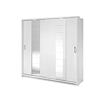 minio go for it arti - armoire deux portes avec miroir, largeur 220 cm, coulisse pour porte coulissante en aluminium, penderie en panneau stratifié - blanc