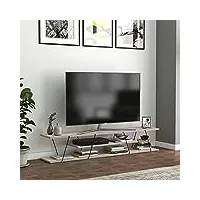 [en.casa] meuble tv de salon banc télé support industriel rangement console jeux etagères panneau de particules métal 160 x 33 x 30 cm effet chêne noir