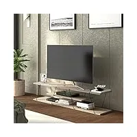 [en.casa] meuble tv de salon banc télé support industriel rangement console jeux etagères panneau de particules métal 143 x 33 x 30 cm effet chêne noir