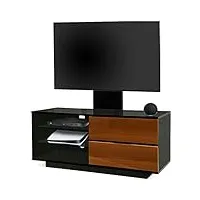 centurion supports gallus meuble tv led/lcd/plasma avec 2 tiroirs en noyer et 3 étagères noir brillant 81,3 à 139,7 cm