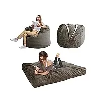 maxyoyo lit de sac de haricots - se transforme d'un fauteuil poire de haricots en lit - pouf poire avec housse douce et rembourrage moelleux inclus pour adulte, invités (anthracite, plein)