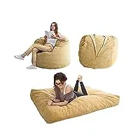 maxyoyo lit de sac de haricots - se transforme d'un fauteuil poire de haricots en lit - pouf poire avec housse douce et rembourrage moelleux inclus pour adulte, invités (chameau, plein)