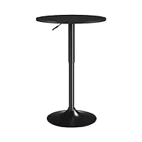 yaheetech table de bar ronde table haute cuisine mange-debout avec plateau en bois mdf réglable en hauteur pivotante à 360° table ronde pour bistro salon salle à manger terrasse café noir pur