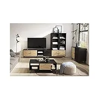altobuy gaddi - pack salon complet avec meuble tv 181cm effet bambou tressé