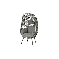jardideco fauteuil de jardin sur pieds œuf de jardin en résine tressée gris clair palermo