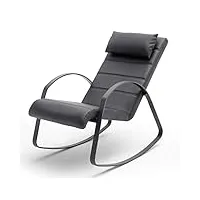 pegane fauteuil relax en métal et simili-cuir coloris noir - longueur 67 x hauteur 90 x profondeur 115 cm