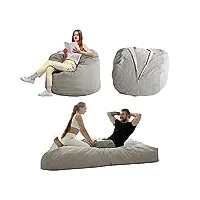 maxyoyo lit de sac de haricots - se transforme d'un fauteuil poire de haricots en lit - pouf poire avec housse douce et rembourrage moelleux inclus pour adulte, invités (gris, reine)