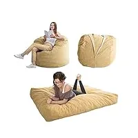 maxyoyo lit de sac de haricots - se transforme d'un fauteuil poire de haricots en lit - pouf poire avec housse douce et rembourrage moelleux inclus pour adulte, invités (chameau, reine)