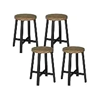 woltu chaises salle à manger lot de 4, chaise de cuisine, tabouret cuisine, en bois d’ingénierie et métal, style industriel, marron rustique + noir, bh370hov-4