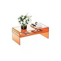 solaround table basse rectangulaire en acrylique transparent avec étagère de rangement ouverte (1, orange, taille l)