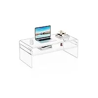 solaround table basse rectangulaire en acrylique transparent avec étagère de rangement ouverte (1, transparent, grande)