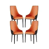 fairuo lyf lot de 4 chaises de salle à manger modernes en cuir pu avec dossier haut rembourré et siège souple robuste en acier au carbone et pieds métalliques (couleur : orange)