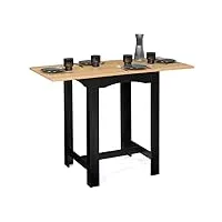 idmarket - table haute de bar extensible dona 2 à 4 personnes noire plateau façon hêtre 65-130 cm