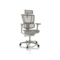 hjh office chaise de bureau ergohuman slim i g filet fauteuil de bureau ergonomique avec soutien lombaire flexible, gris clair, 652293